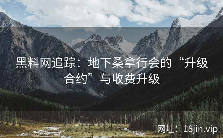 黑料网追踪：地下桑拿行会的“升级合约”与收费升级