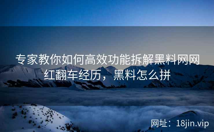 专家教你如何高效功能拆解黑料网网红翻车经历，黑料怎么拼