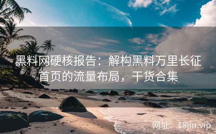 黑料网硬核报告：解构黑料万里长征首页的流量布局，干货合集
